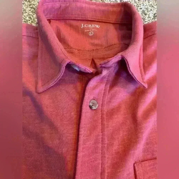 Mens J. Crew Dress Casual Shirt Pink /Salmon Button Down Cotton Large - Picture 3 of 11